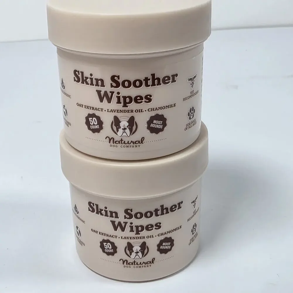 Natural Dog Company Skin Soother Wipes 50 Ct 2 Pack Oat Lavender Chamomile